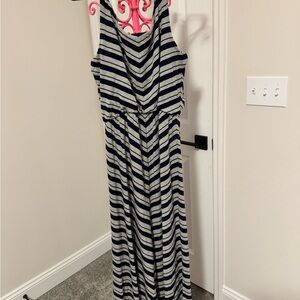 GAP Navy and White Striped Maxi Dress